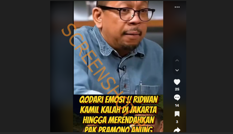 [HOAKS atau FAKTA]: Wakil KSP Qodari Marah Besar Karena RK Kalah Pilgub