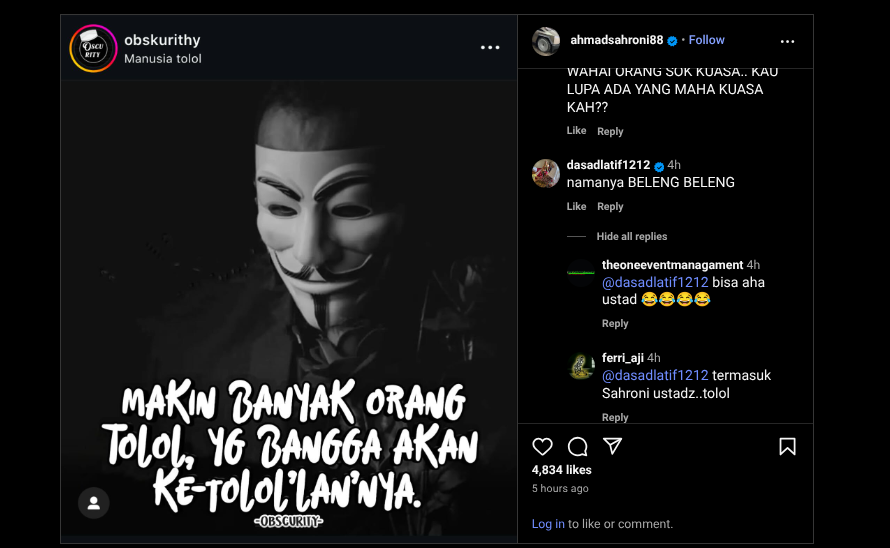 Ahmad Sahroni orang tolol