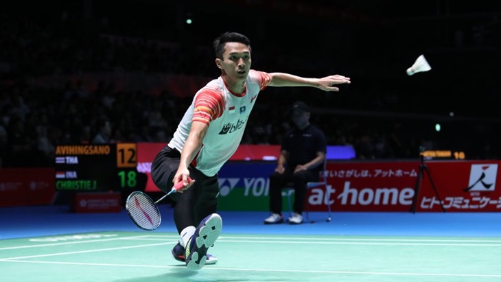 Jonatan Christie di turnamen Daihatsu Yonex Japan Open 2019 yang diselenggarakan di Musashino Forest Sport Plaza, Tokyo, Jepang, Rabu (24/7/2019) (Tim Humas PBSI)
