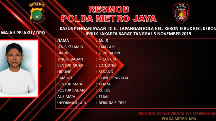 Sketsa wajah seorang pria yang diduga sebagai pelaku penyiraman cairan kimia terhadap dua siswi SMPN 229 Jakarta Barat. ANTARA/HO-Polda Metro Jaya
