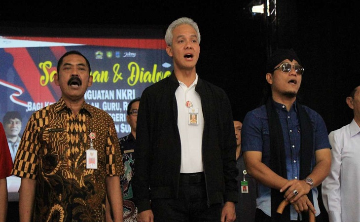 Gubernur Jateng Ganjar Pranowo bersama Wali Kota Solo FX Hadi Rudyatmo di Solo