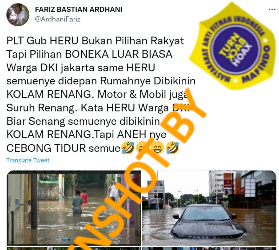 [HOAKS atau FAKTA]: Foto Banjir di Jakarta Masa Pemerintahan Heru Budi Hartono