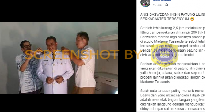 [HOAKS atau FAKTA]: Patung Lilin Anies Baswedan Bakal Hiasi Madame Tussauds Hong Kong