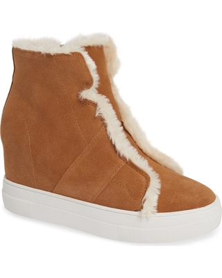 Very Volatile Bonnet Faux Fur Wedge Sneaker Bootie