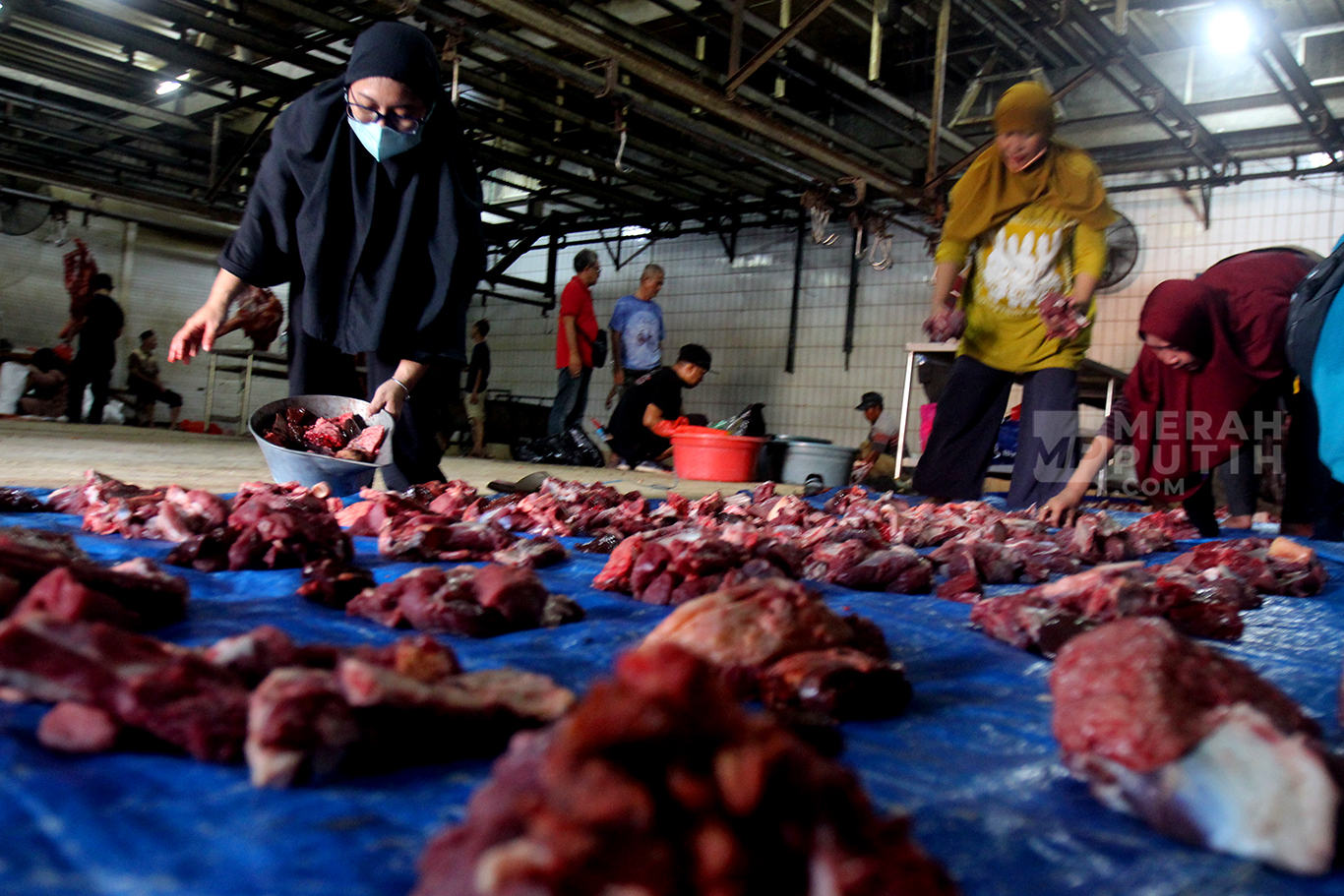 Aktivitas Pembagian Daging Hewan Kurban Idul Adha 1445 H di Jakarta