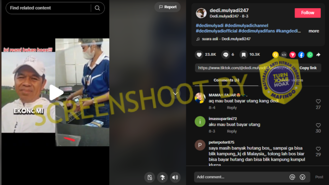 [HOAKS atau FAKTA] : Mantan Bupati Purwakarta Dedi Mulyadi akan Berikan Uang Bantu Keuangan Followernya