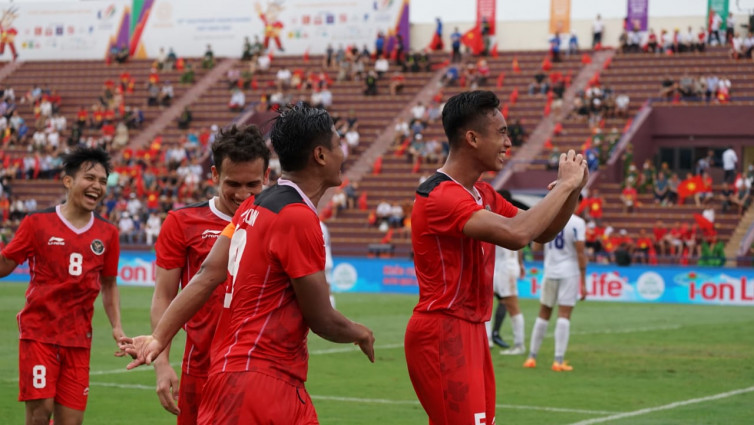 Selebrasi Rizky Ridho usai bobol gawang Filipina U-23. (PSSI)