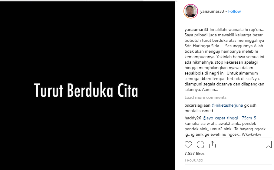 Komentar Pentolan Viking Yana Umar Soal Kematian Haringga