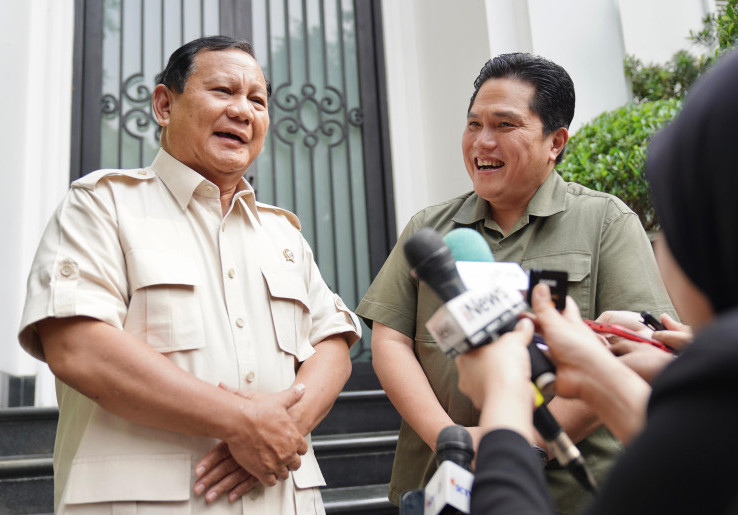Prabowo Ucapkan Terima Kasih ke Erick yang Sudah Banyak Bantu di Kabinet
