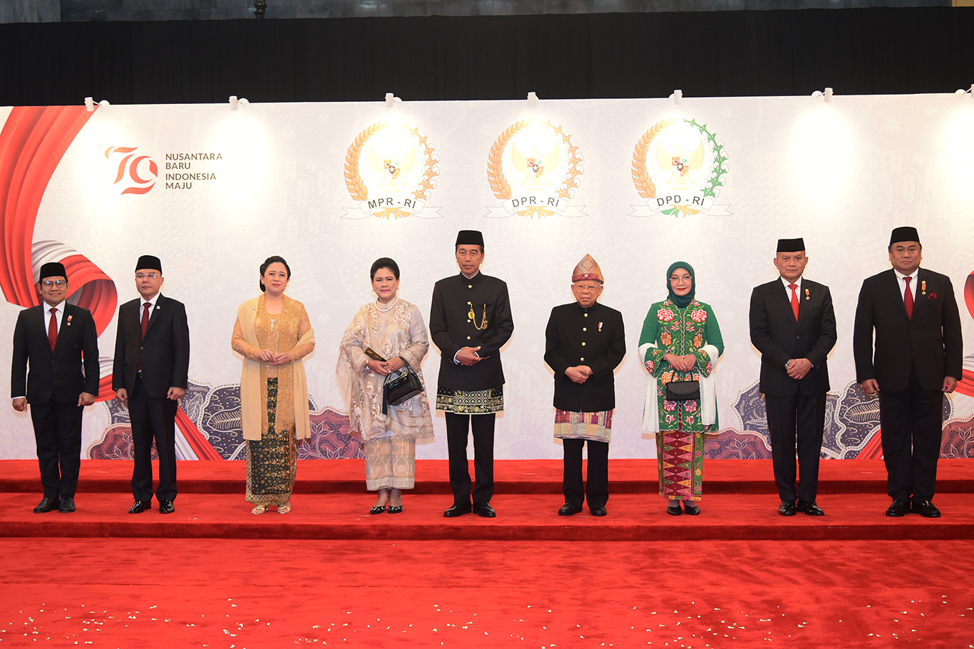 Momen Presiden Joko Widodo Bersama Pimpinan DPR/MPR dan DPD dalam Sidang Tahunan MPR 2024