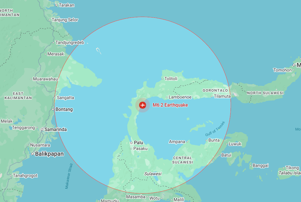 Gempa M6,2 Guncang Parigi Moutong, Getaran Terasa hingga Palu