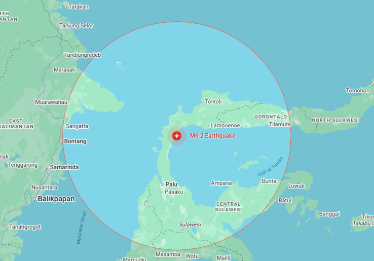 Gempa M6,2 Guncang Parigi Moutong, Getaran Terasa hingga Palu