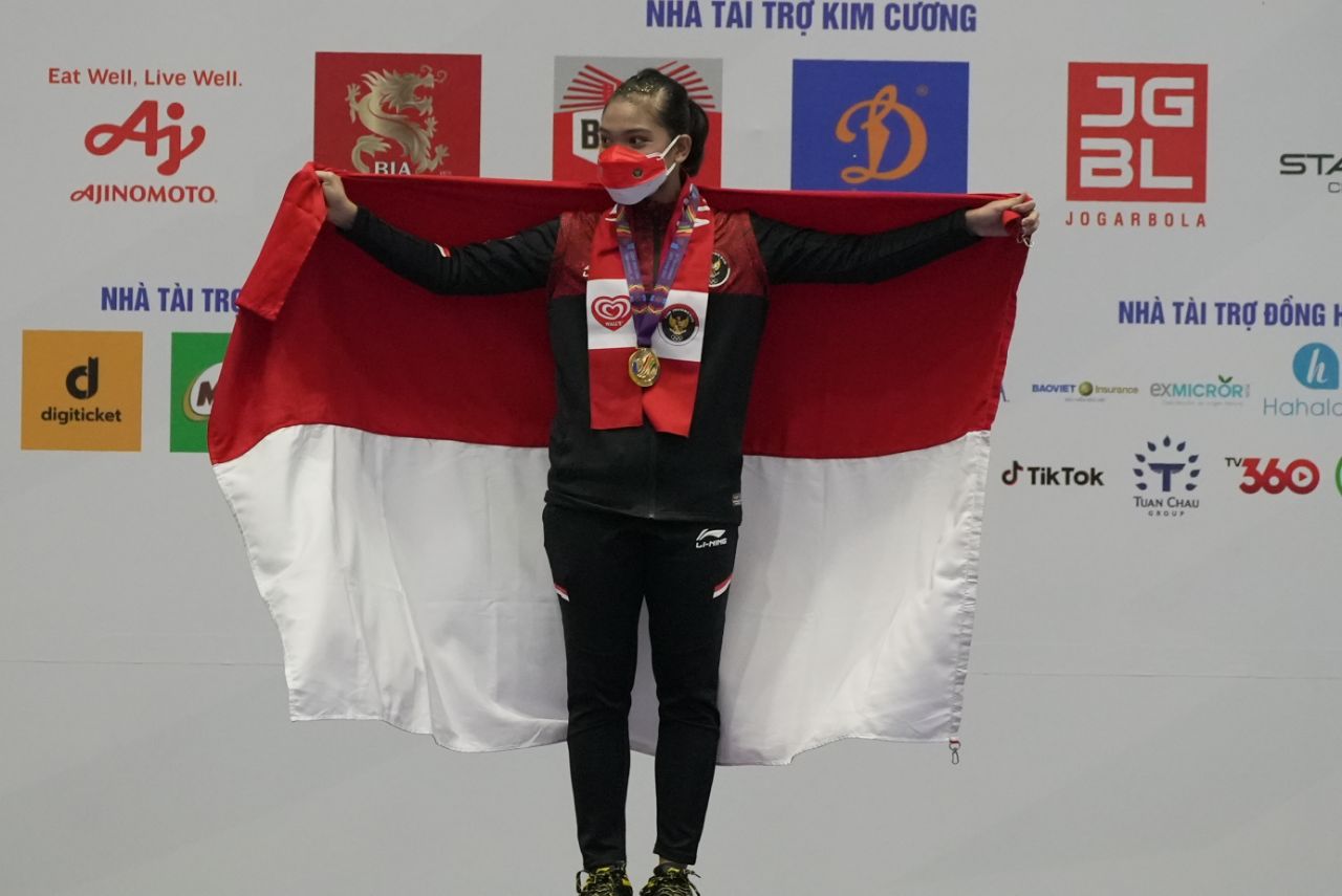 Alisya Mellynar yang turun di nomor Women Taijiquan, Sabtu (14/5), menjadi yang terbaik dengan meraih 9,71 poin. Foto: NOC Indonesia/MP Media/Argo Pambudi