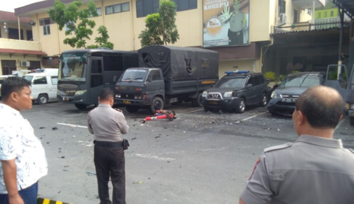 TKP Ledakan bom bunuh diri di Mapolrestabes Medan (Ist)