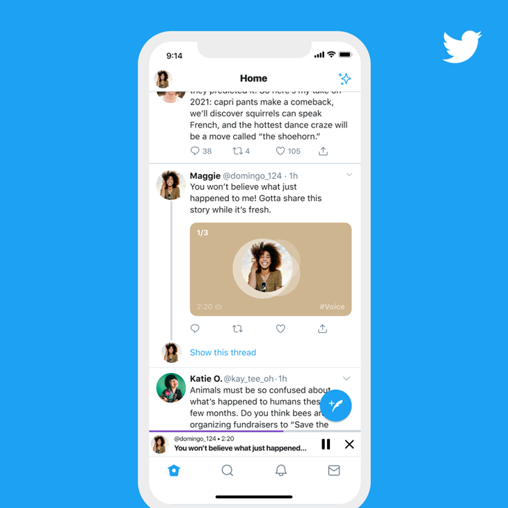 Fitur Baru Twitter. Bisa Lempar Tweet dengan Suara
