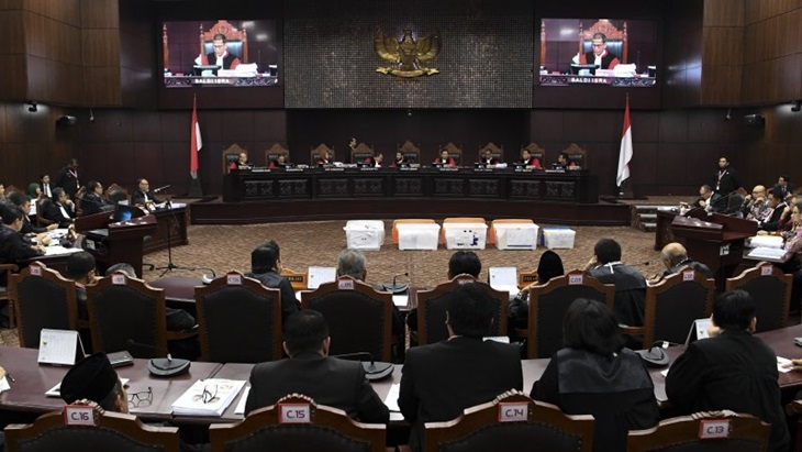 Sidang sengketa Pilpres di MK. (ANTARA FOTO/Hafidz Mubarak A/pd)