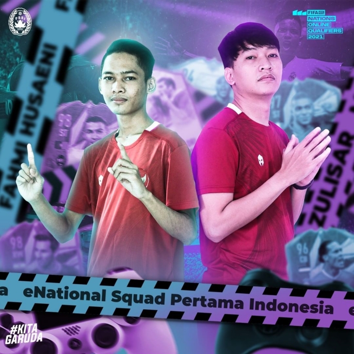 Fahmi wakil dari Dewa United Esports dan Zulfisal dari Zeus Gaming berhasil membawa nama Indonesia lolos ke FIFAe Nations Cup 2021. (Foto: Instagram/@pssi)