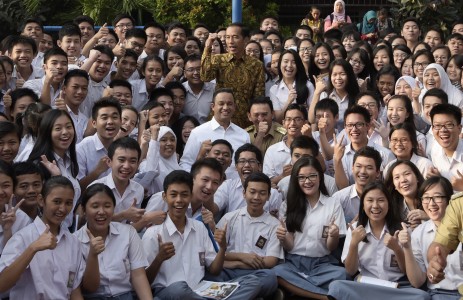Para pelajar sekolah di Jakarta