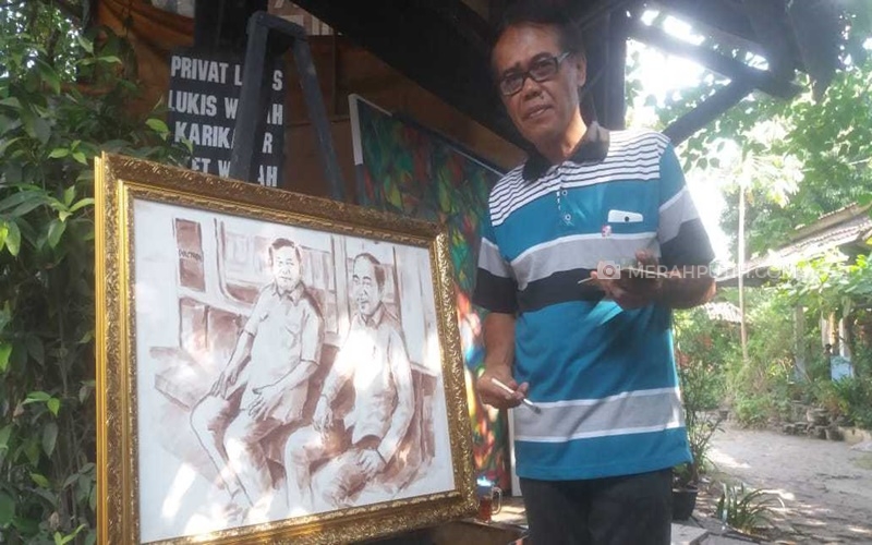  Abadikan Momen Pertemuan Jokowi dan Prabowo, Seniman Solo Raup Rp10 Juta