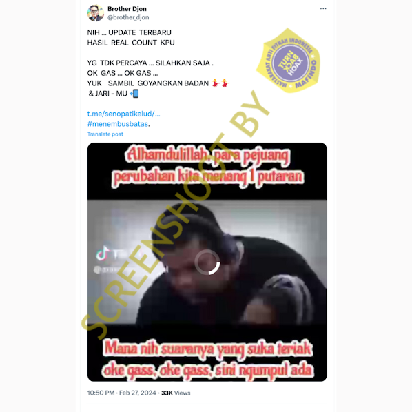 [HOAKS atau FAKTA]: Data Terbaru Count KPU, Anies Baswedan Menang Satu Putaran