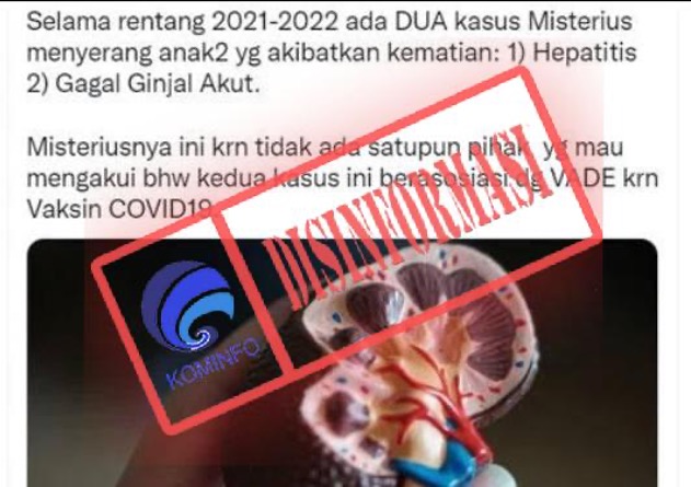 [HOAKS atau FAKTA]: Gangguan Ginjal Akut Muncul Akibat Vaksin COVID-19