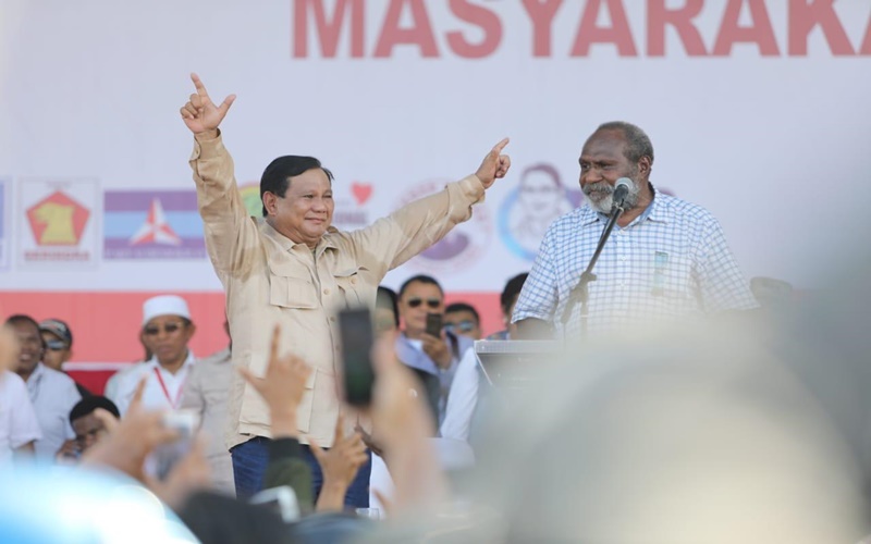 Prabowo menyapa warga Merauke Papua dalam kampanye akbar Pilpres 2019