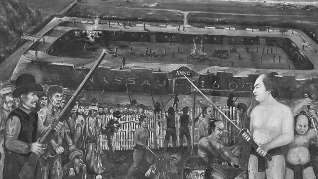 Samurai Jepang berperang menghadapi orang Banda