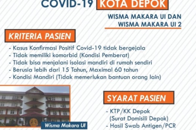 Pemkot Depok Tambah 400 Tempat Tidur di Wisma Makara UI untuk Isolasi Mandiri