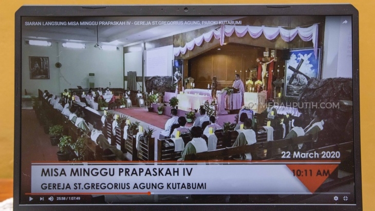 Cegah Penyebaran Corona, Gereja St. Gregorius Agung Paroki Kutabumi Gelar Misa via YouTube