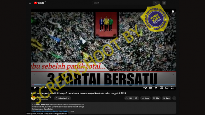 [HOAKS atau FAKTA]: PAN, Golkar, dan PKS Sepakat Jadikan Anies Baswedan Calon Tunggal