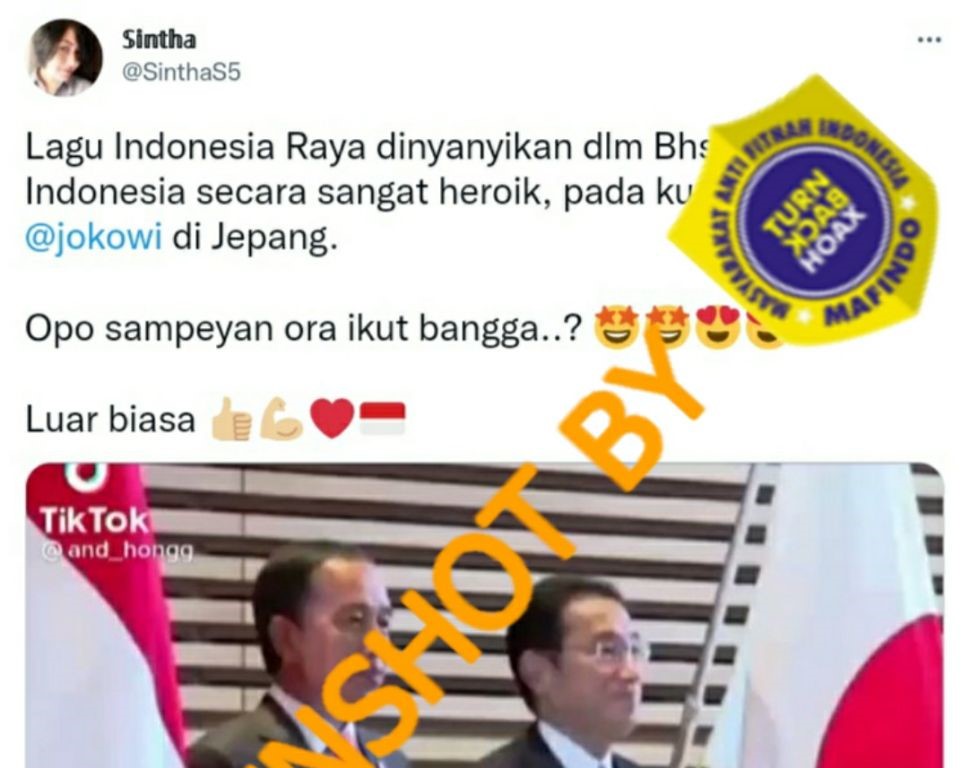 [HOAKS atau FAKTA]: Lagu Indonesia Raya Dinyanyikan dalam Bahasa Jepang