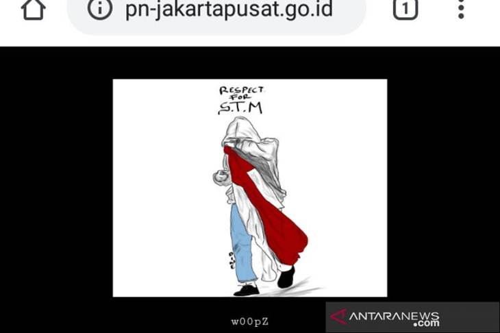 Tangkapan layar situs resmi Pengadilan Negeri Jakarta Pusat yang diretas oleh pendukung Luthfi Alfiandi, Kamis (19/12/2019). (ANTARA/ Livia Kristianti)