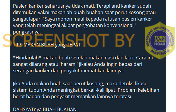 Tangkapan layar hoaks. 