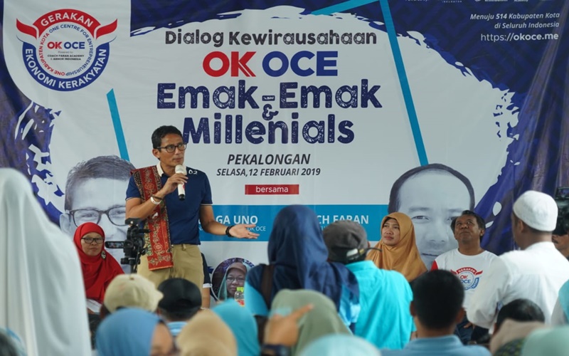  Kata Sandiaga Uno Pada Emak-Emak dan Millenials Pekalongan Soal OK OCE