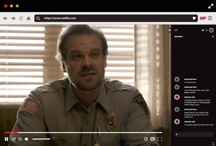 Netflix Party menyediakan fitur live chat. (Foto The Guardian) 