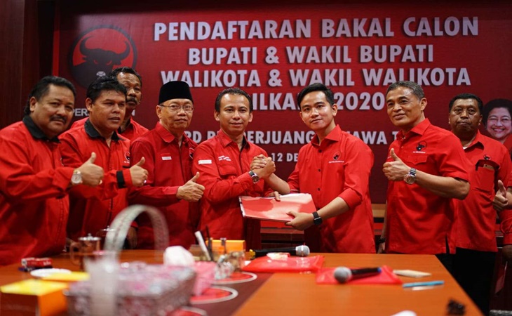 Gibran Rakabuming saat mendaftar sebagai bakal Cawali di DPD PDIP Jateng