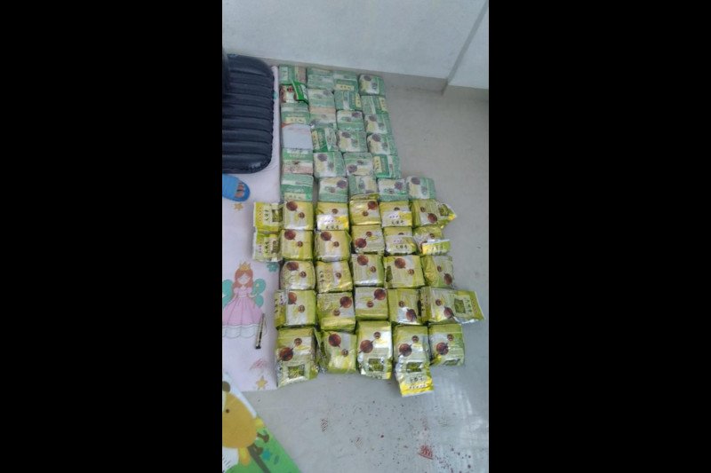 Barang bukti 50 kg paket sabu-sabu asal Aceh yang dikemas dalam kemasan teh cina. (ANTARA/ HO-Polri)