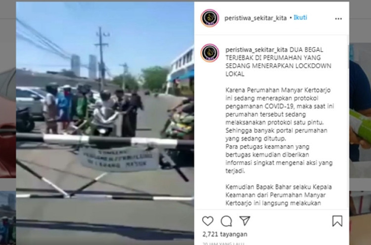 Viral, Jambret di Surabaya Babak Belur Setelah Terjebak Portal Lockdown