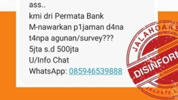 [HOAKS atau FAKTA]: Bank Permata Tawarkan Pinjaman Rp 500 Juta Tanpa Agunan