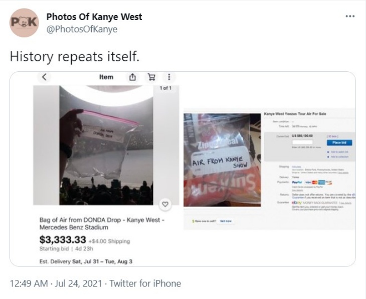 Ziplock Berisi Udara dari Listening Party Kanye West Dijual Rp 48 Juta