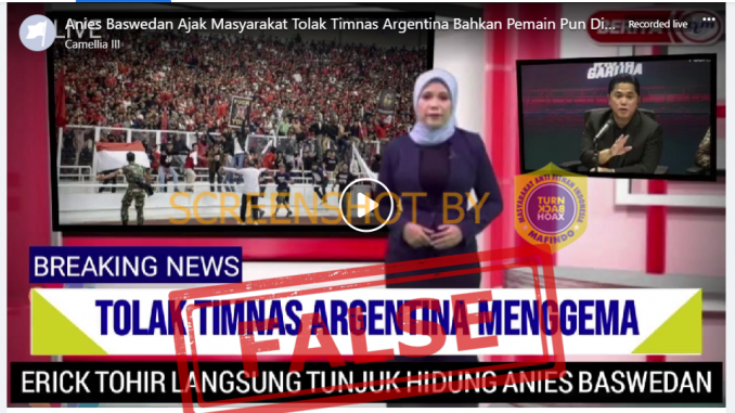 [HOAKS atau FAKTA]: Anies Baswedan Ajak Rakyat Tolak Timnas Argentina