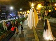 Seram, Dekorasi Halloween Hiasi Pedestrian Jalan Sudirman-Thamrin Jakarta