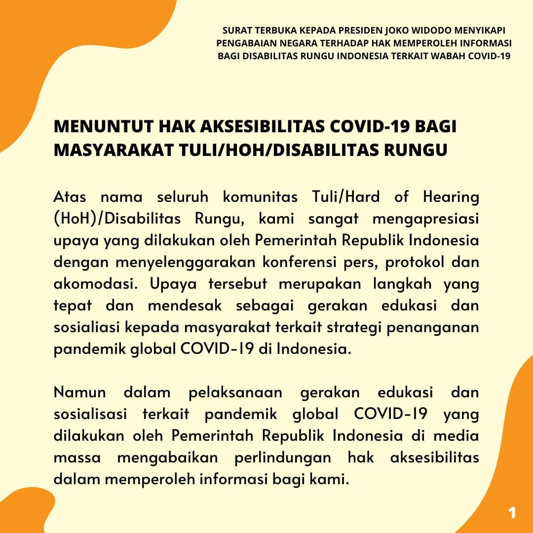 Surat Terbuka dilayangkan oleh Komunitas Penyandang Disabilitas. (Foto MP) 