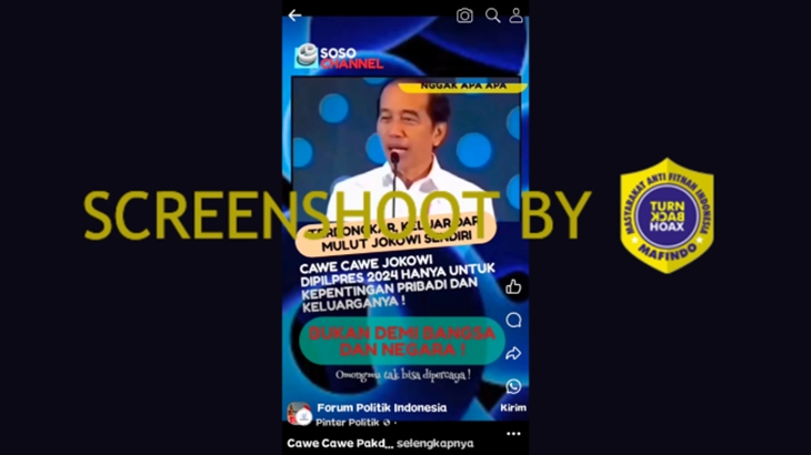 [HOAKS atau FAKTA]: Jokowi Sebut Tidak Masalah Cawe-Cawe dalam Proses Pemilu 2024