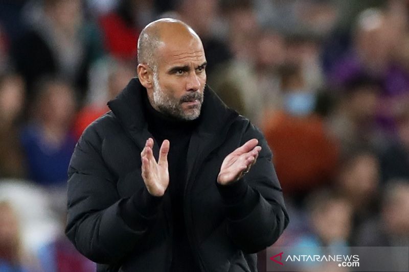 Ekspresi manajer Manchester City Pep Guardiola. (Foto: Antara)
