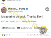 [HOAKS atau FAKTA]: Elon Musk Beli Twitter, Akun Donald Trump Kembali Aktif