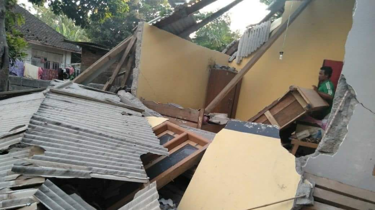 Kerusakan akibat gempa di Lombok