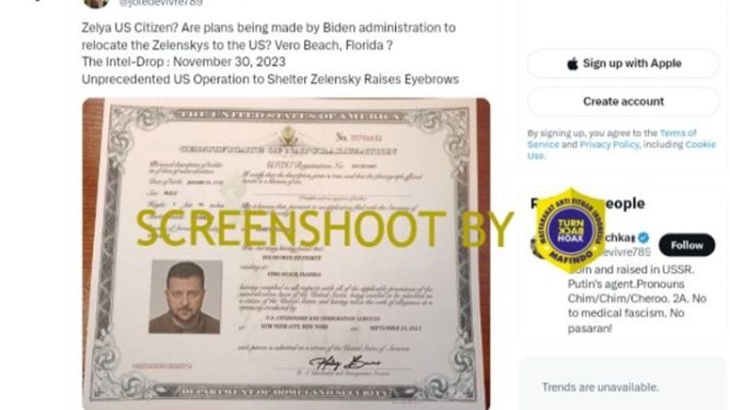 [HOAKS atau FAKTA]: Presiden Volodymyr Zelenskyy Naturalisasi Menjadi Warga Negara AS
