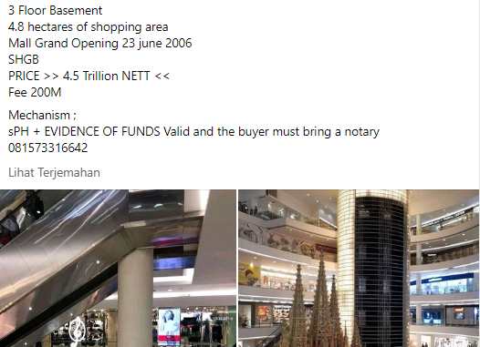 [HOAKS atau FAKTA]: Mal Senayan City Dijual