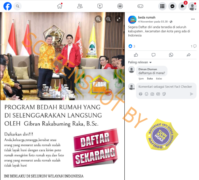 [HOAKS atau FAKTA] : Wapres Gibran Bikin Program Bedah Rumah di Seluruh Indonesia